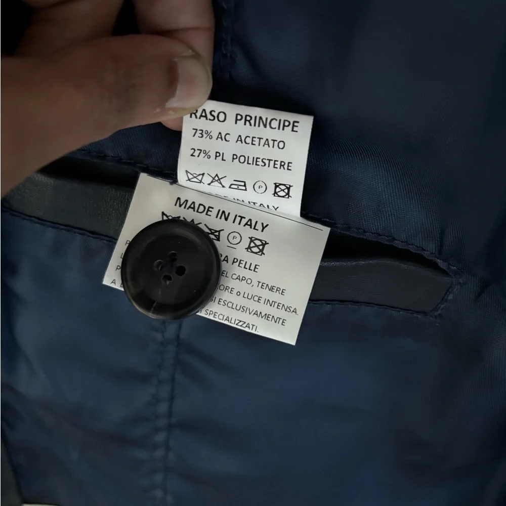 REVOLVE Dark Blue Leather Field Jacket - Picture 9 of 12